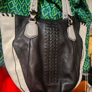 Oryany Oversized Black and White Leather Tote